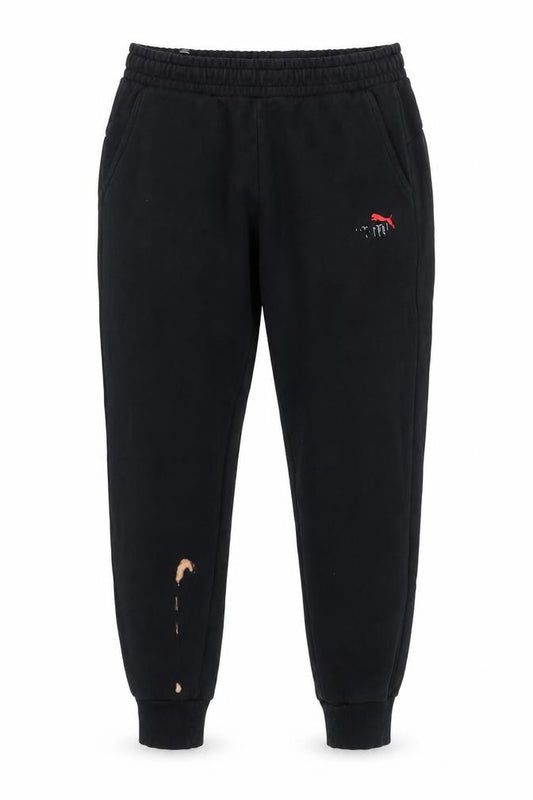 Front view of Puma Men's Black Sweatpants, size M, Jogger Style
