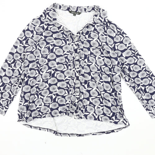 Bonmarché Women's Blue Floral Blouse Size 22 3/4 Sleeve
