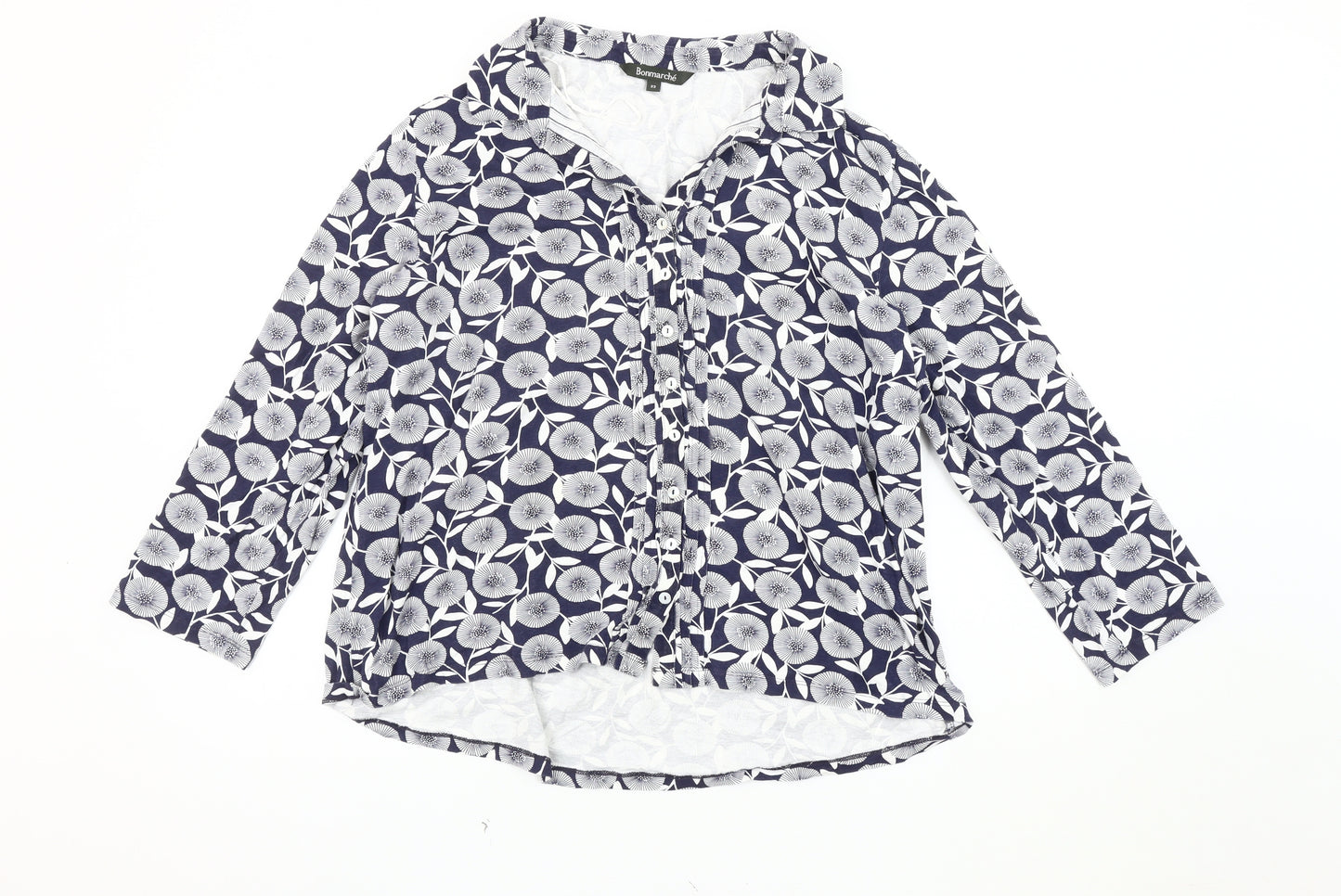 Bonmarché Women's Blue Floral Blouse Size 22 3/4 Sleeve