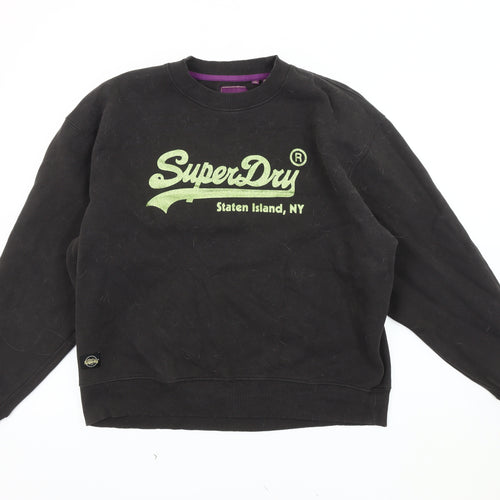 Superdry Unisex Black Pullover Sweatshirt Size 14