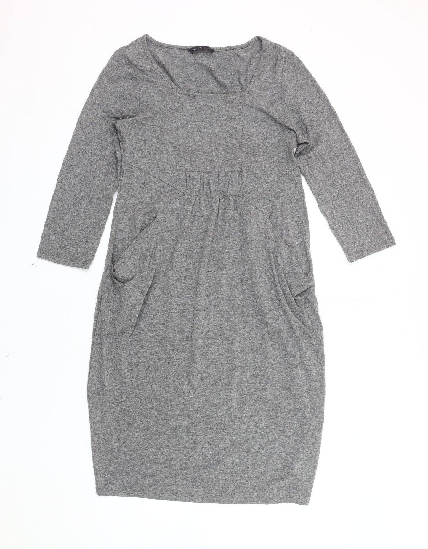 Marks and Spencer Grey Knit Long Sleeve Dress 10