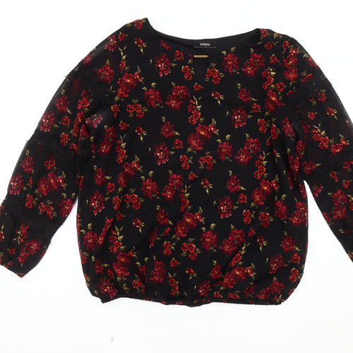 Klass Women's Black Floral Blouse Size 12