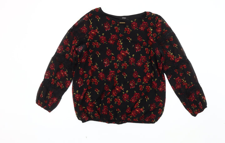 Klass Women's Black Floral Blouse Size 12