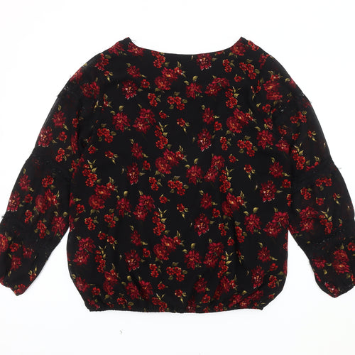 Klass Women's Black Floral Blouse Size 12