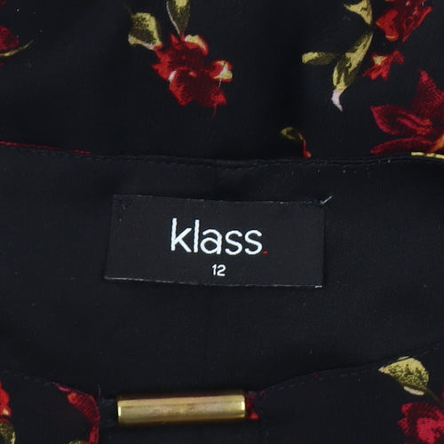 Klass Women's Black Floral Blouse Size 12