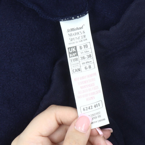 Marks and Spencer Women's Blue Fleece Pullover Sweatshirt M