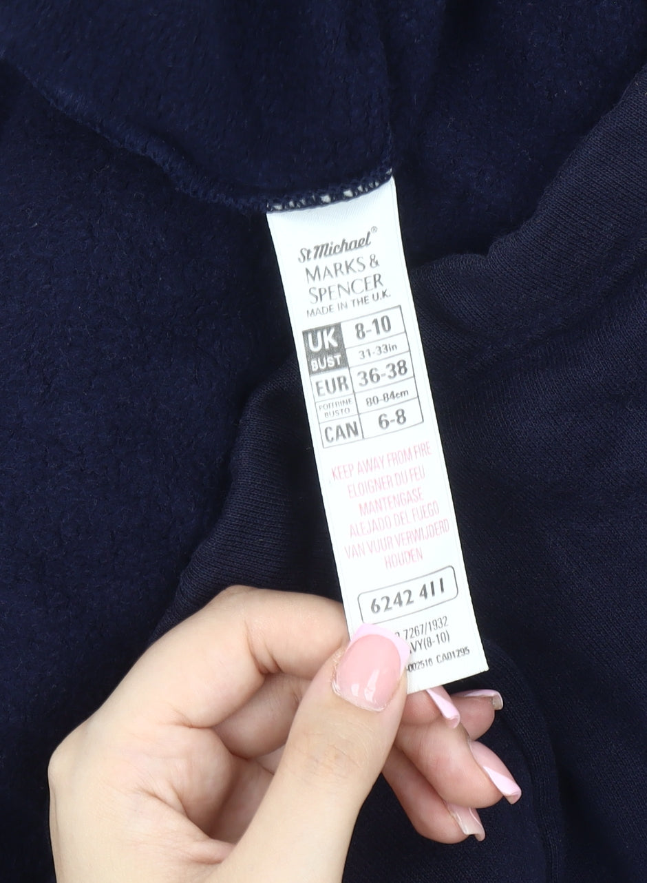 Marks and Spencer Women's Blue Fleece Pullover Sweatshirt M