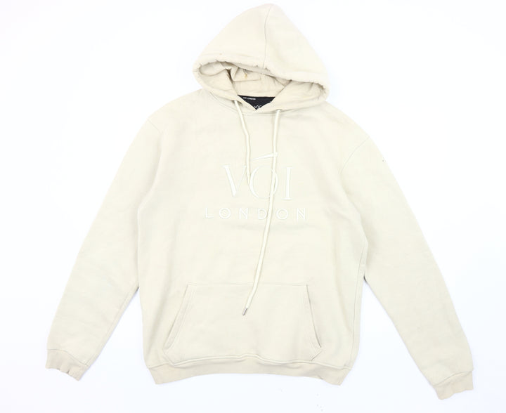 VOI London Men's Beige Pullover Hoodie L Logo