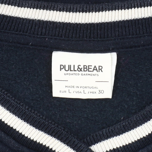 Pull&Bear Men's Blue L Pullover Sweatshirt