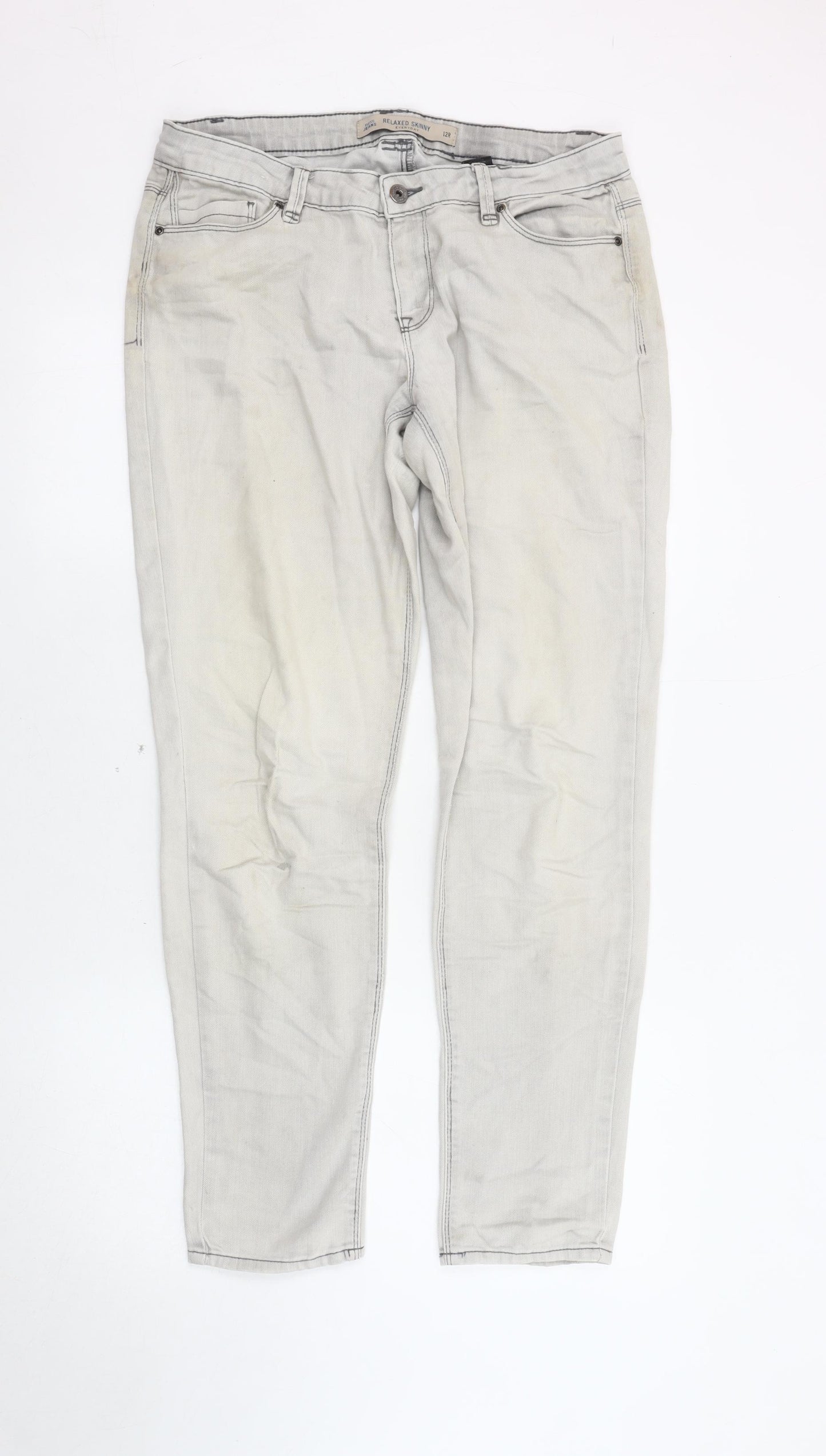 Next Women's Grey Relaxed Skinny Jeans Size 12R - Everyday Style
