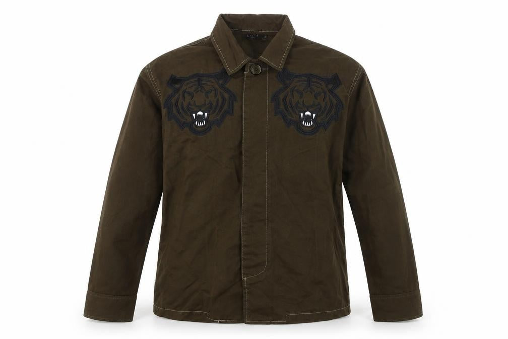 Front view of eight paris Men's Brown Embroidered Jacket S