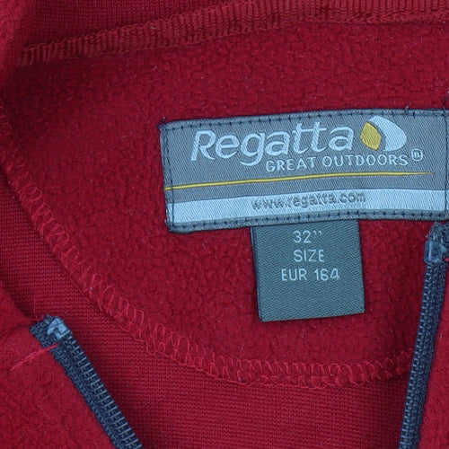 Regatta Unisex Red Fleece Jacket Size 164 Hooded Casual