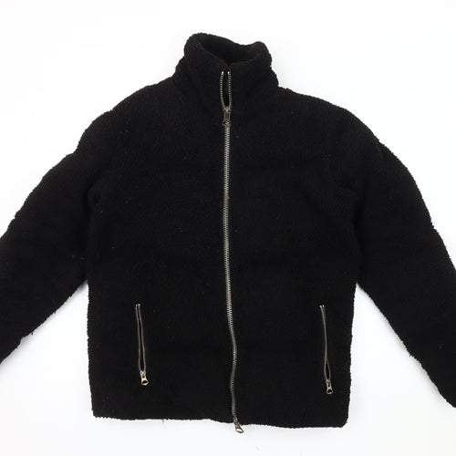 ASOS Women's Black Fleece Jacket XS Relaxed Fit