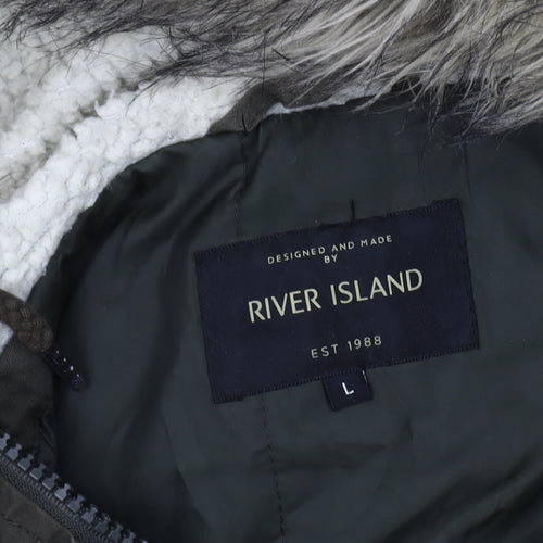 River Island Green Women's Parka Coat Size L
