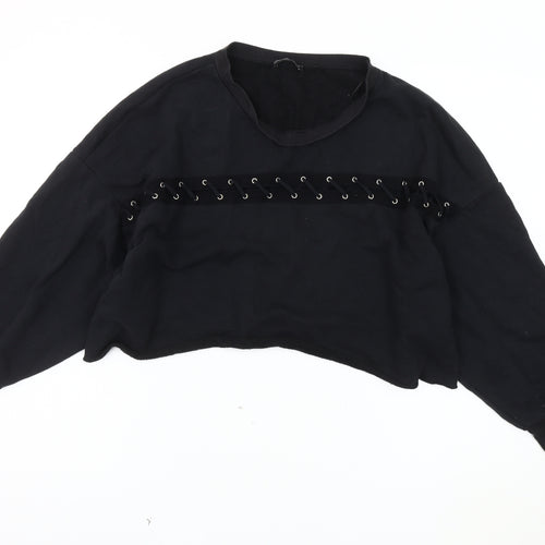 Zara Women's Black Pullover Sweatshirt, Size S