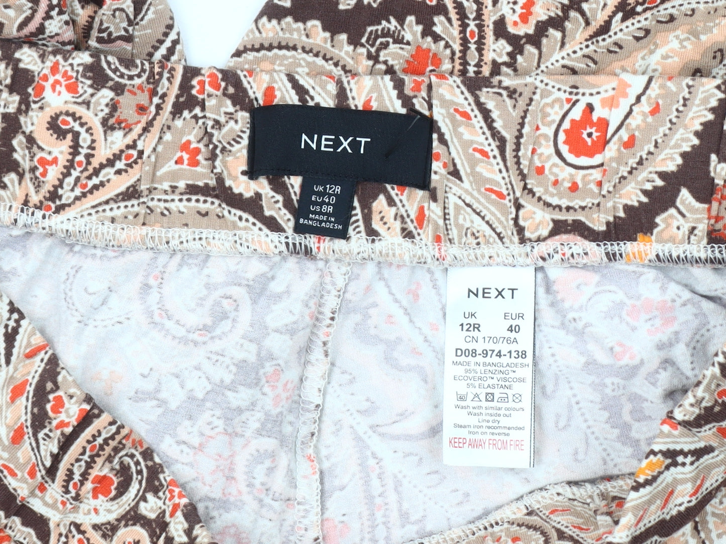 Next Women's Brown Paisley Trousers Size 12