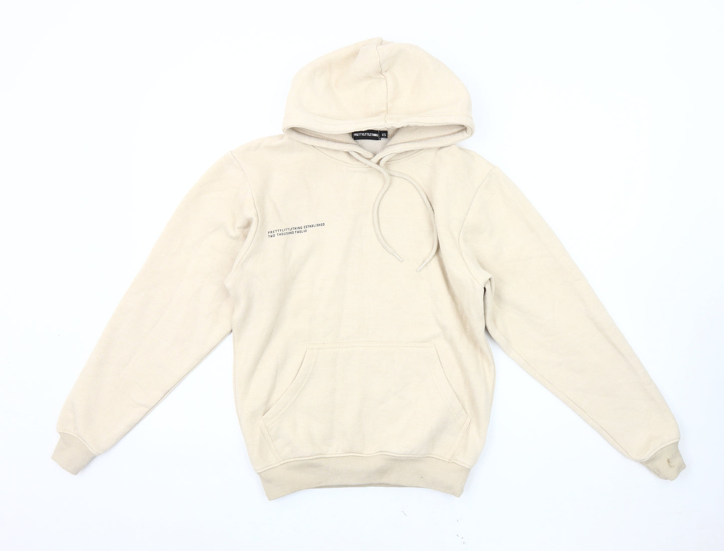 PrettyLittleThing Women's Beige Pullover Hoodie XS