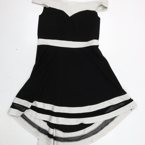 Quiz Women's Black & Ivory Fit & Flare Dress Size 16