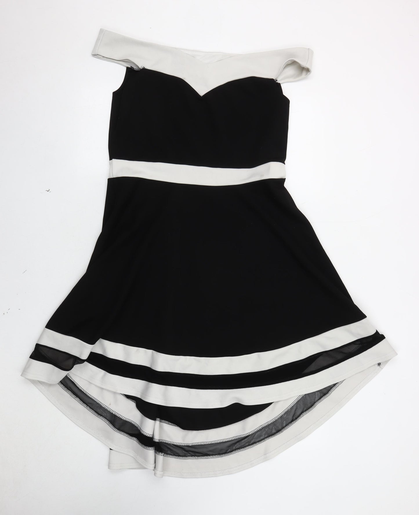 Quiz Women's Black & Ivory Fit & Flare Dress Size 16