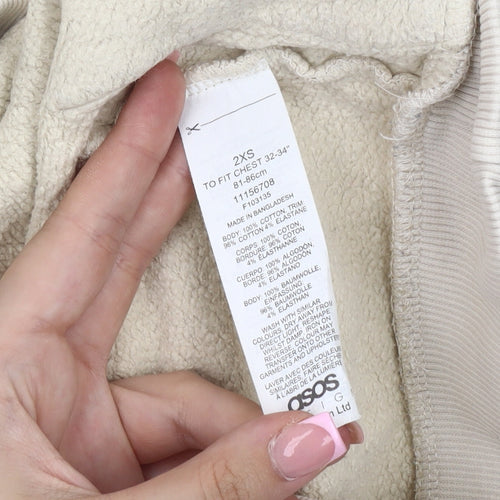 ASOS DESIGN Beige Women's 2XS Pullover Hoodie
