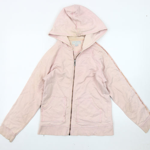 Ted Baker Girls Pink Hooded Jacket, Size 16, Zip Sequined Logo