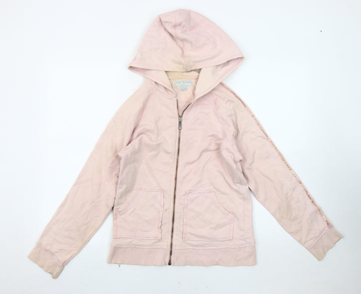 Ted Baker Girls Pink Hooded Jacket, Size 16, Zip Sequined Logo