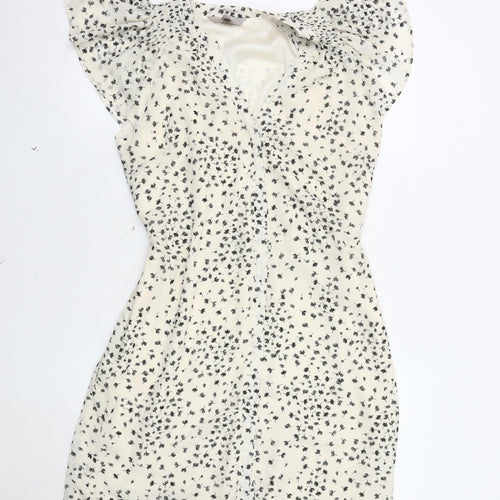 H&M White Floral Women's Dress Size 8