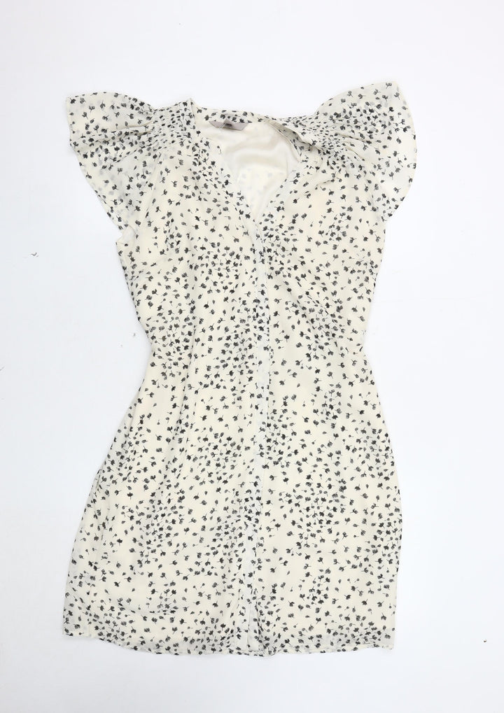 H&M White Floral Women's Dress Size 8