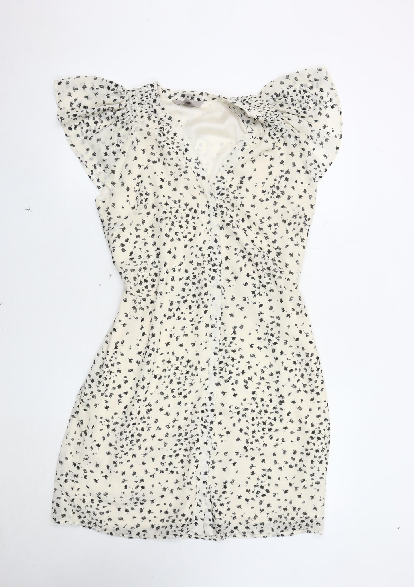 H&M White Floral Women's Dress Size 8