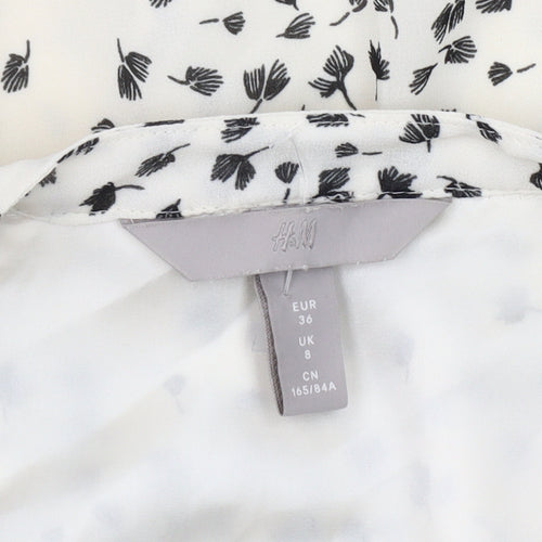 H&M White Floral Women's Dress Size 8