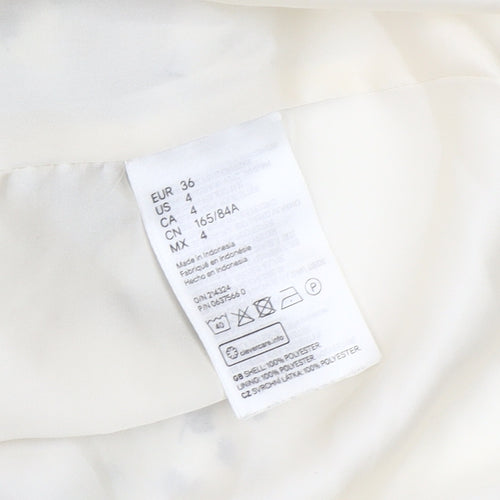H&M White Floral Women's Dress Size 8