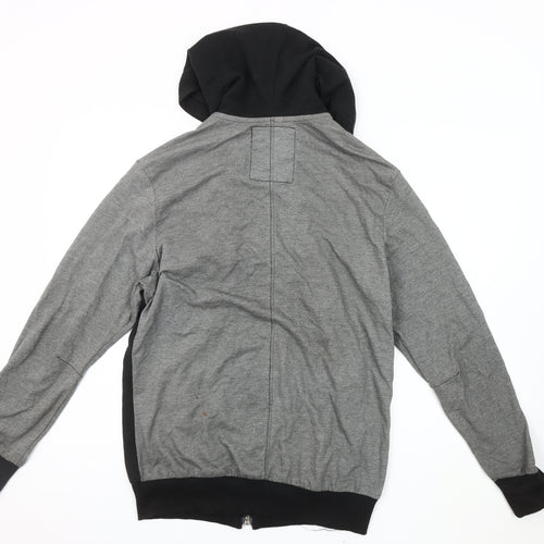 L'Art Men's Medium Black Grey Basic Hooded Jacket