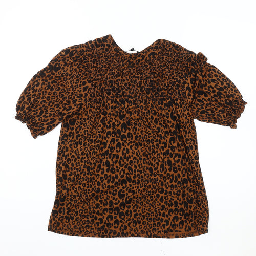 Next Women's Brown Animal Print Blouse, Size 12, Regular Fit