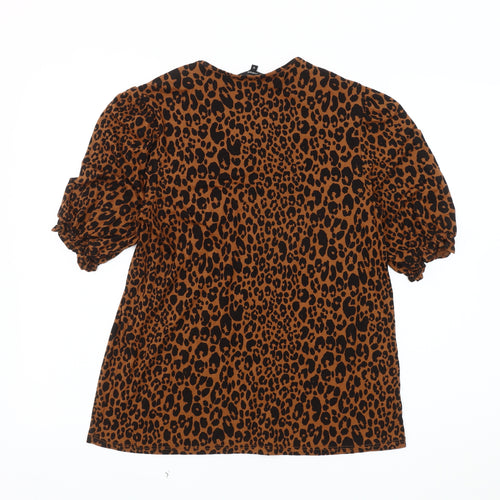 Next Women's Brown Animal Print Blouse, Size 12, Regular Fit