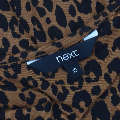 Next Women's Brown Animal Print Blouse, Size 12, Regular Fit