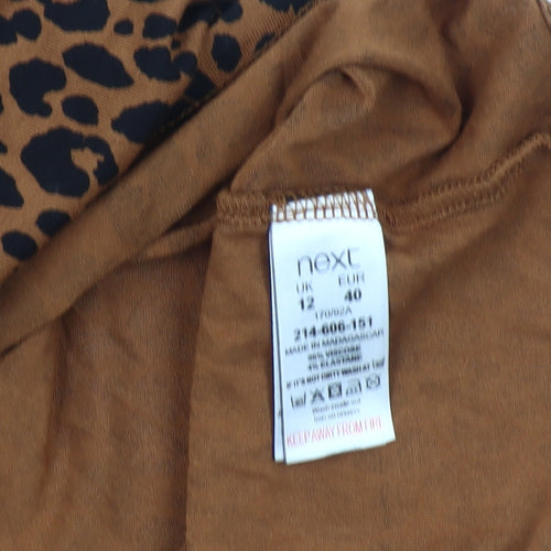 Next Women's Brown Animal Print Blouse, Size 12, Regular Fit