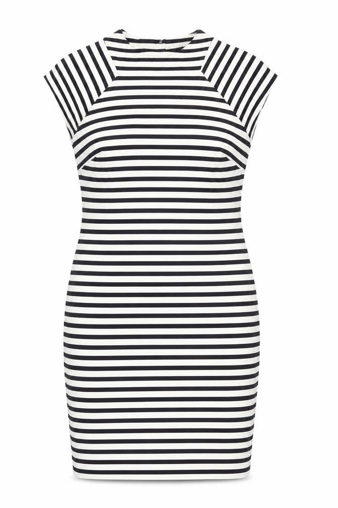 Front view of Marks & Spencer Women's Striped Sheath Dress, size 14