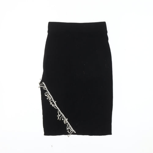 Quiz Black Beaded Women's Pencil Skirt - Size S