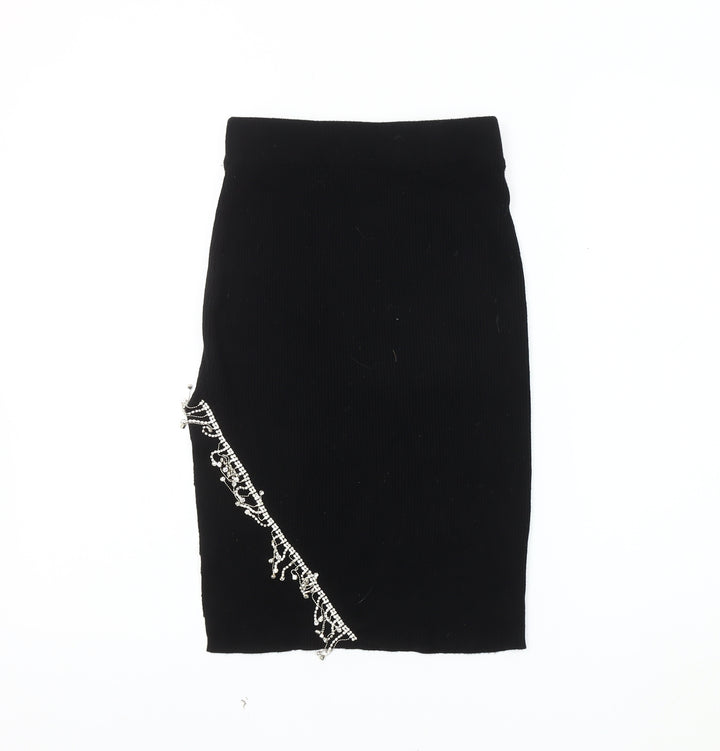 Quiz Black Beaded Women's Pencil Skirt - Size S