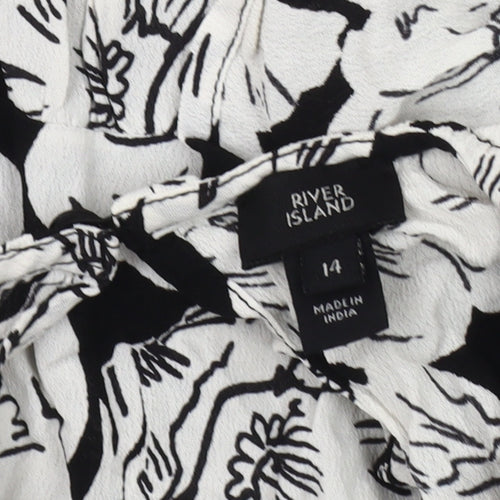 River Island Women's Black Floral Blouse, Size 14