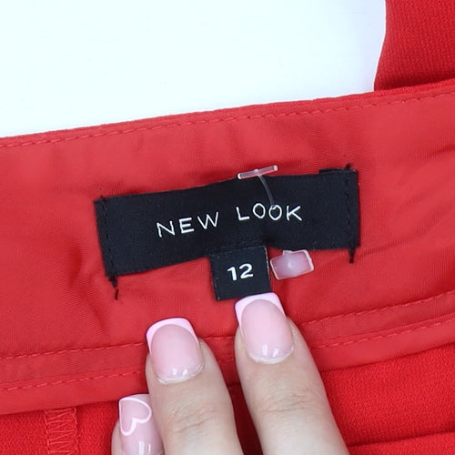 New Look Women's Red Pleated Trousers Size 12