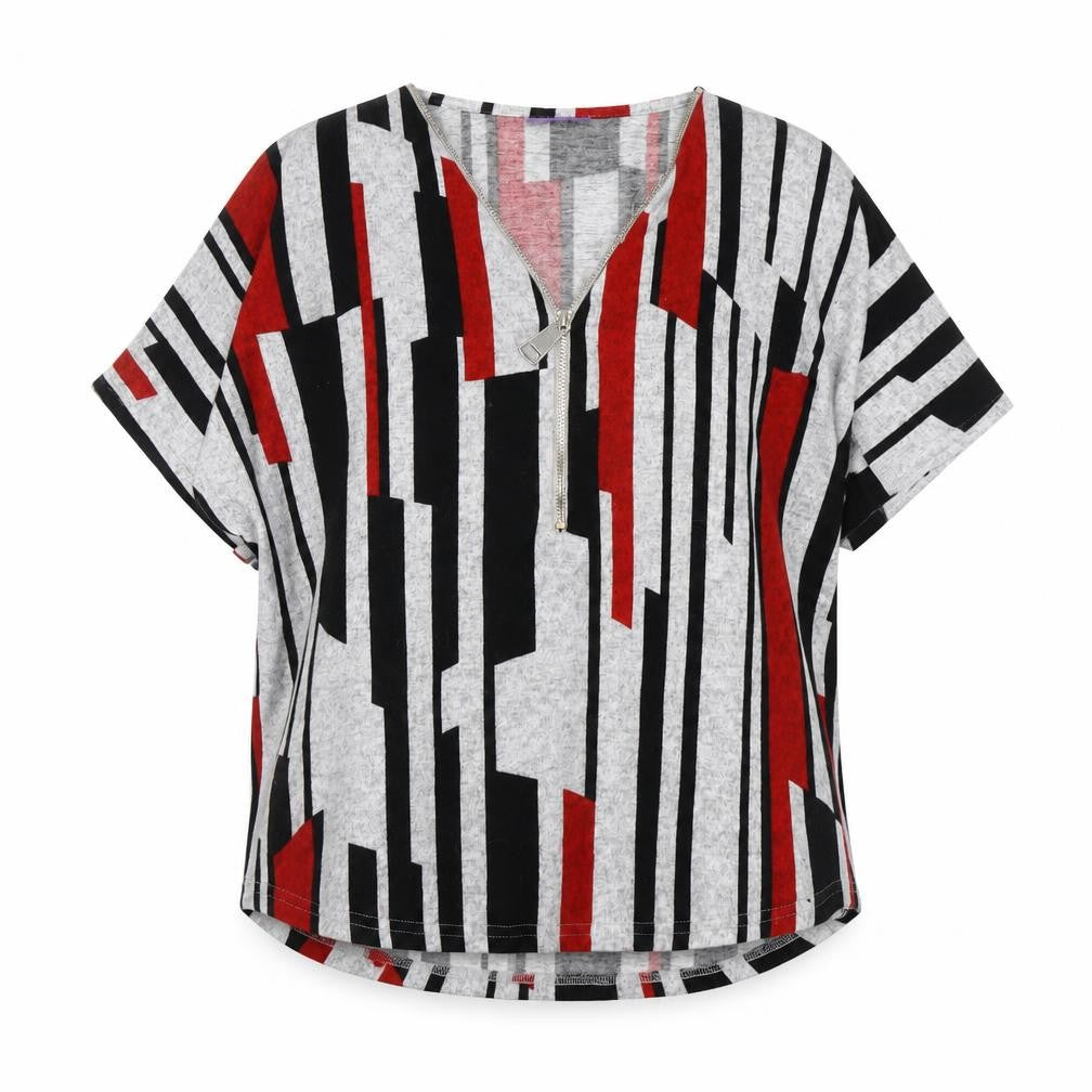Front view of Autonomy Women's Multicoloured Geometric T-Shirt, size 16