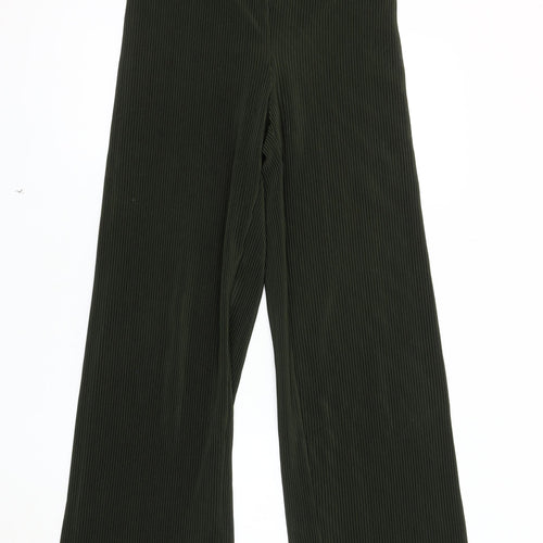 MNG Women's Green Wide-Leg Trousers, Size S, Casual