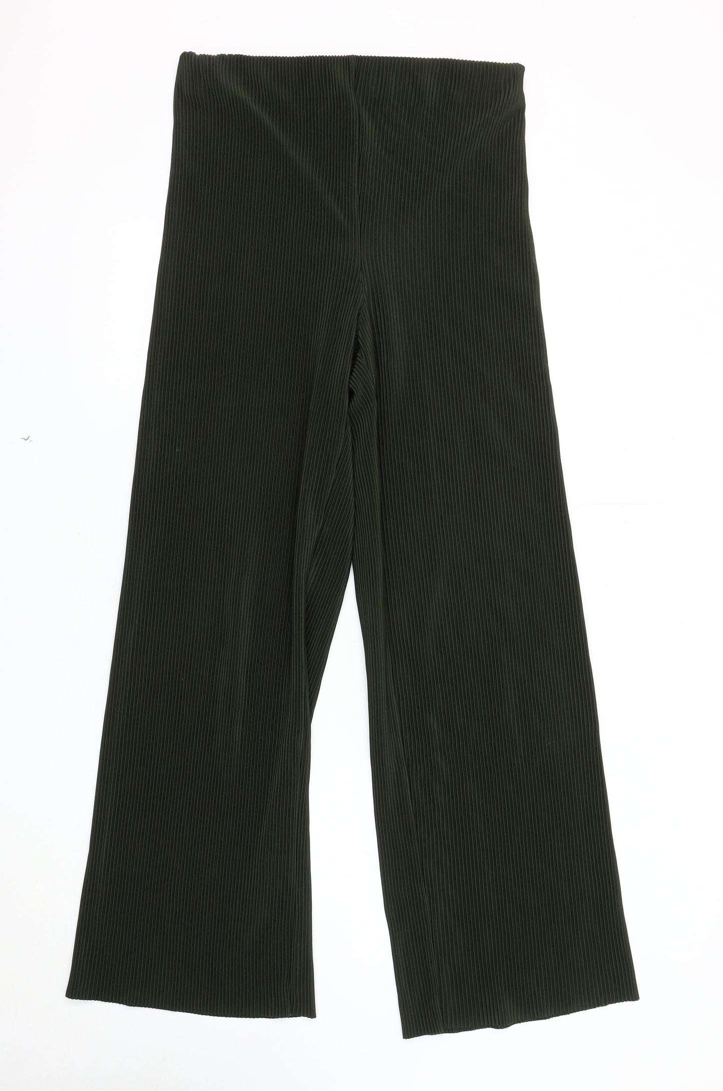 MNG Women's Green Wide-Leg Trousers, Size S, Casual