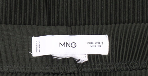 MNG Women's Green Wide-Leg Trousers, Size S, Casual