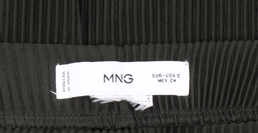 MNG Women's Green Wide-Leg Trousers, Size S, Casual