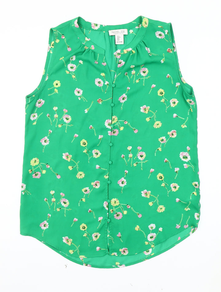 Rachel Zoe Women's Green Floral Blouse, Size S