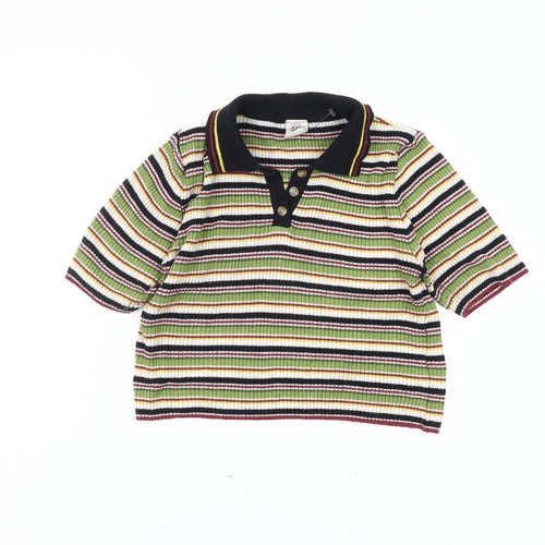 Urban Outfitters Multicoloured Women's Polo M Collared Knit Striped Top