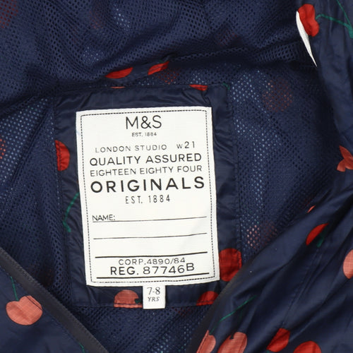 Marks and Spencer Girls Blue Hooded Anorak 7-8 Years