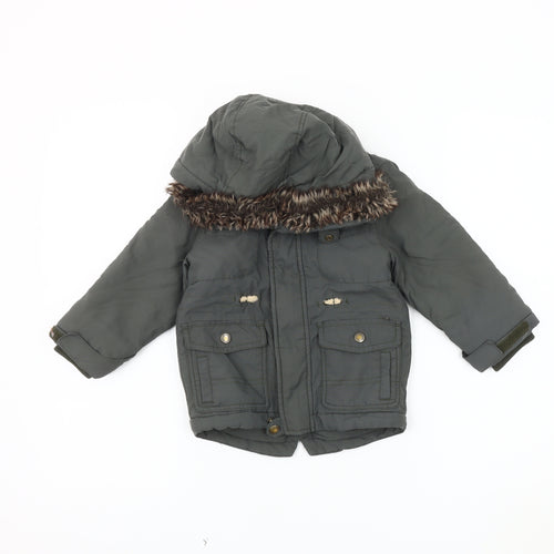 Marks and Spencer Boys Green Parka 2-3 Years Hooded Coat